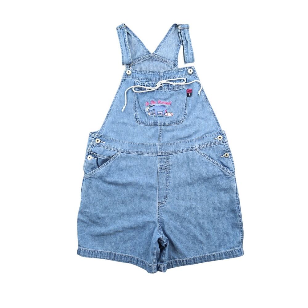 Vintage 90’s Eeyore Medium Wash Denim Short Overalls